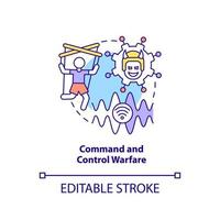 Command and control warfare concept icon. Subarea of information warfare abstract idea thin line illustration. Isolated outline drawing. Editable stroke. vector