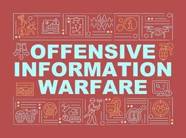 Offensive information warfare word concepts red banner. Mislead adversary. Infographics with icons on color background. Isolated typography. Vector illustration with text.