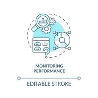 Monitoring performance turquoise concept icon. Common challenge facing business abstract idea thin line illustration. Isolated outline drawing. Editable stroke. vector