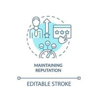 Maintaining reputation turquoise concept icon. Basic problem of startup abstract idea thin line illustration. Isolated outline drawing. Editable stroke. vector
