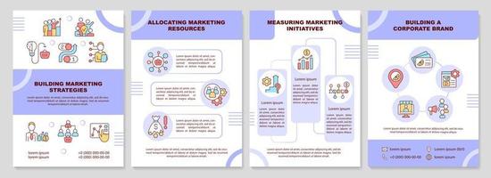 Common marketing problems in business purple brochure template. Leaflet design with linear icons. 4 vector layouts for presentation, annual reports.