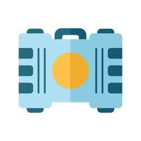 Game container, kit flat design long shadow color icon. Construction tools, item storage. Player inventory. Saving objects plastic box with handle. Cybersport equipment. Vector silhouette illustration