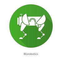 Biorobotics green flat design long shadow glyph icon. Dog-like robot. Creating robots. Robotic innovation technology. Copying body movements. Bioengineering. Vector silhouette illustration