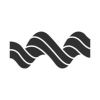 Sound spiral wave glyph icon. Silhouette symbol. Music rhythm, audio curled soundwave. Wavy line. Spectrum, vibration, noise curve. Digital waveform. Negative space. Vector isolated illustration