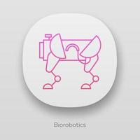 icono de la aplicación de biorobótica. robot parecido a un perro. tecnología de innovación robótica. copiar los movimientos del cuerpo. bioingeniería interfaz de usuario ui ux. aplicaciones web o móviles. Ilustraciones de vectores aislados