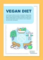 diseño de plantilla de folleto de dieta de vitamina. folleto de estilo de vida vegetariano, folleto, diseño de impresión de folleto con ilustraciones lineales. diseños de página vectorial para revistas, informes anuales, carteles publicitarios... vector