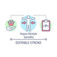 Vegan lifestyle benefits concept icon. Vegetarianism idea thin line illustration. Animal welfare, slim figure and wellness. Clipboard with cardiogram vector isolated outline drawing. Editable stroke