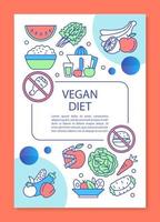 diseño de plantilla de folleto de dieta de alimentos integrales. folleto de estilo de vida vegetariano, folleto, diseño de impresión de folleto con ilustraciones lineales. diseños de páginas vectoriales para revistas, informes anuales, carteles publicitarios vector