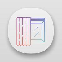Single panel app icon. Home decorating curtain. Room darkening shade on cornice. Shop interior design. Window covering. UI UX user interface. Web or mobile applications. Vector isolated illustrations