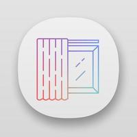 Single panel app icon. Home decorating curtain. Room darkening shade on cornice. Shop interior design. Window covering. UI UX user interface. Web or mobile applications. Vector isolated illustrations