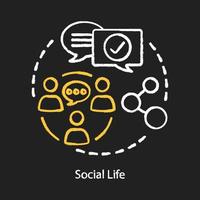 Social life concept chalk concept icon. Interpersonal relationships, socializing, networking idea. Community communication, human interaction. Vector isolated chalkboard illustration..