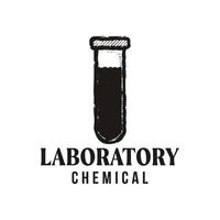 diseño de logotipo de matraz de laboratorio retro vintage vector