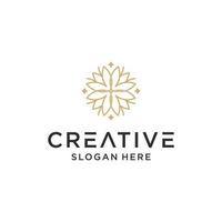 creative outline flower mandala logo vector illustration isolated background