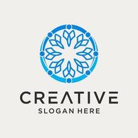 Lotus Flower Logo abstract Beauty Spa salon Cosmetics brand Linear style. Looped Leaves Logotype design vector