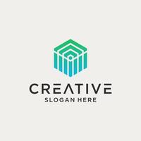 cube digital logo design vector illustration isolated background