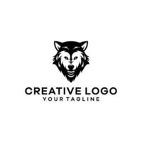 Ilustración de vector de logotipo de lobo creativo aislado sobre fondo blanco