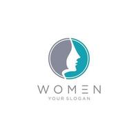 women face logo design vector illustration isolated on white background