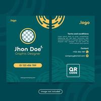 Creative green color ID card template with flat design style vector