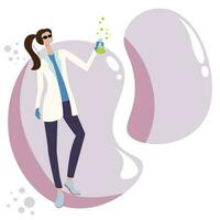 Vector illustration of a female chemist