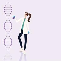 Female scientist background vector illustration