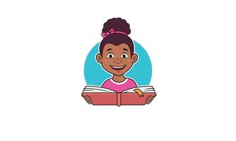 Kid reads a book illustration vector