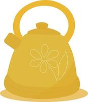 Yellow flower teapot. Separate object. For cafes and restaurants. Tea ceremony. Vector. Flat style. vector