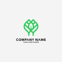 green leaf logo design template vector image vector illustration isolated on white background