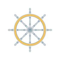 Ship Steering Wheel Flat Illustration. Clean Icon Design Element on Isolated White Background vector