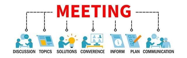 Peoples Together Discuss Some Topics in a Meeting Banner Web illustration Concept with icons vector