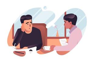 una ilustración plana de consultoría de salud mental de hombre vector