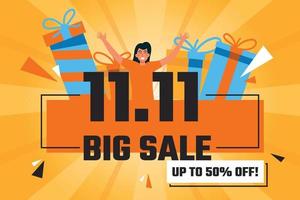 11.11 Happy Big Sale Flat Illustration vector