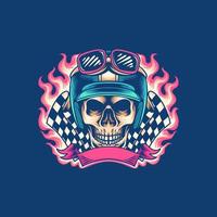 Skull Retro Rider Motorcycle Illustration vector