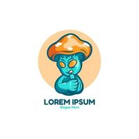 Alien Mushroom Character Logo vector