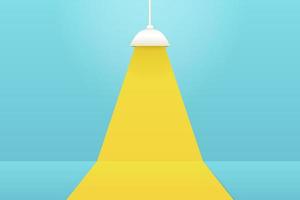 Pastel blue studio background with white lamp and yellow light for displaying products vector