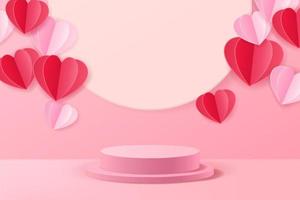 escena 3d abstracta rosa para el fondo del día de san valentín o del día de la madre del producto de maqueta vector