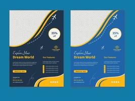 Travel business flyer template design vector