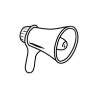 Megaphone doodle icon, isolated on a white background. Vector hand-drawn illustration of a loudspeaker