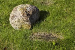 stone on grass photo