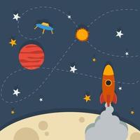 Editable Paper-like Outer Space Vector Illustration in Flat Style for Astronomy or Art Related Purposes