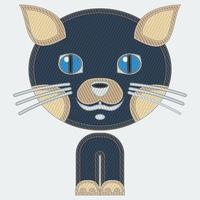 ilustración de vector de personaje de gato de estilo denim editable como elemento adicional de la web o producto impreso sobre cuidado de mascotas animales o proyecto relacionado con ropa de moda