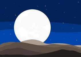 Editable Scenic Moon in The Night Panorama Vector Illustration