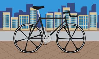 bicicleta de bicicleta de piñón fijo de estilo plano editable en la ciudad en la ilustración de vector de entorno de vida urbana