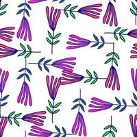 Flower seamless pattern. Abstract floral wallpaper. Doodle art style. Cute plants endless backdrop. vector