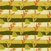 Cute flower seamless pattern in stylized folk style. Hand drawn elegant botanical background. vector