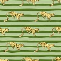 Decorative seamless pattern with doodle cute leopard. Hand drawn cheetah endless wallpaper. vector