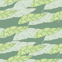 Simple tropical palm leaves seamless pattern. Linear exotic botanical texture. vector