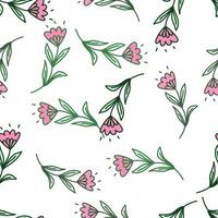 Cute flower seamless pattern in stylized folk style. Hand drawn elegant botanical background. vector