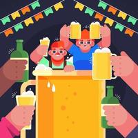 la gente celebra el día de la cerveza juntos vector