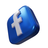 icono de renderizado 3d de facebook brillante png