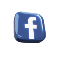 ícone de renderização 3d do facebook brilhante png